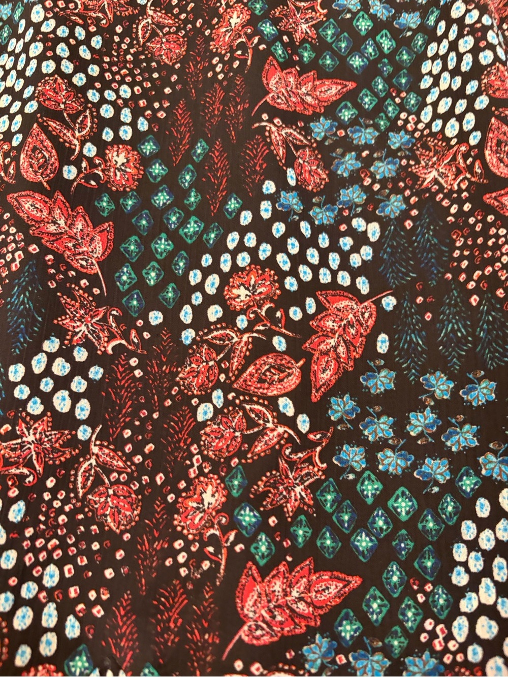 LOFT Black Maxi Skirt with Red and Teal Floral Print - Picture 4 of 5